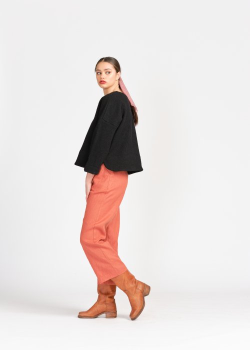 Widdess | Imogen Top | Coal | 100% boiled wool