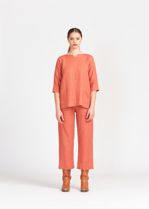 Widdess | Scout Top | Cinnamon | 100% Linen