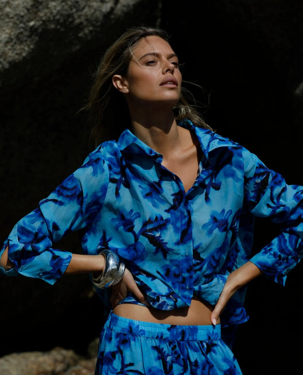 One Season | Claudia Shirt | Milos Print | Blue