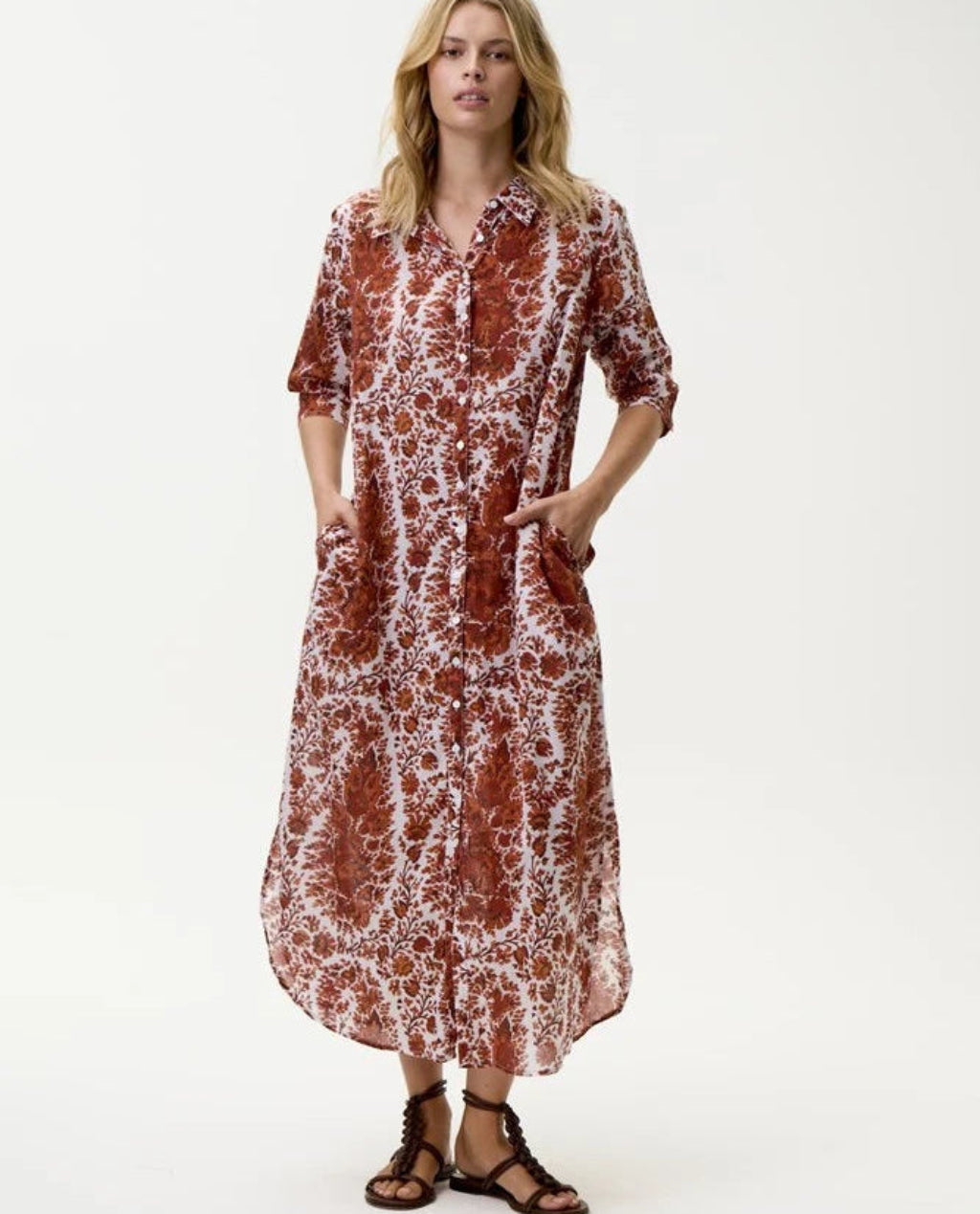 One Season | Daisy Dress | Pebble Beach Print | Terracotta