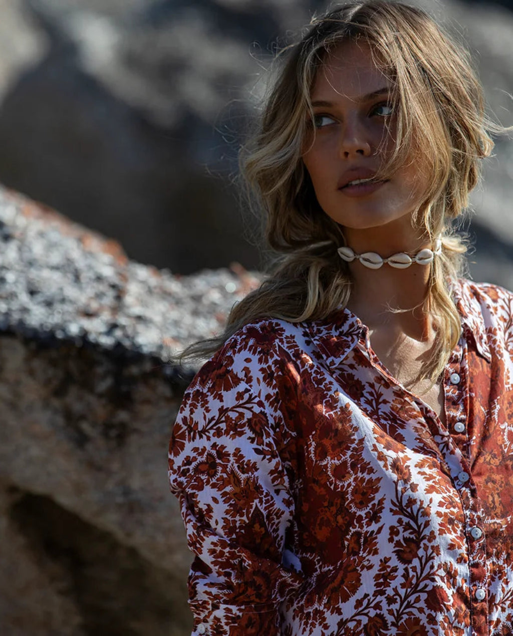 One Season | Daisy Dress | Pebble Beach Print | Terracotta