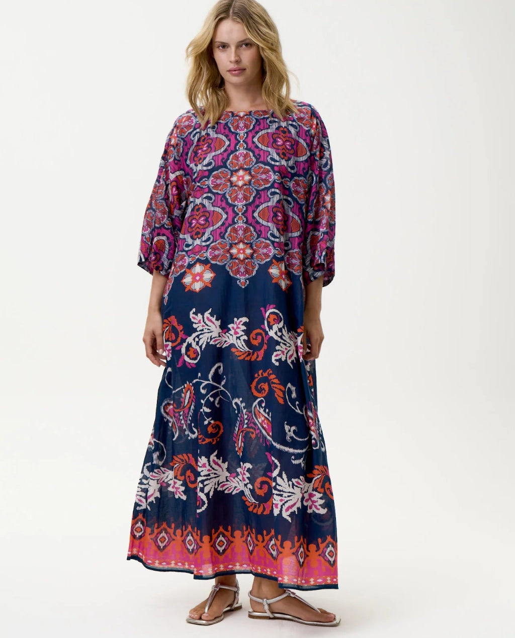 One Season | Jackie Dress | Isola Print | Navy Pink