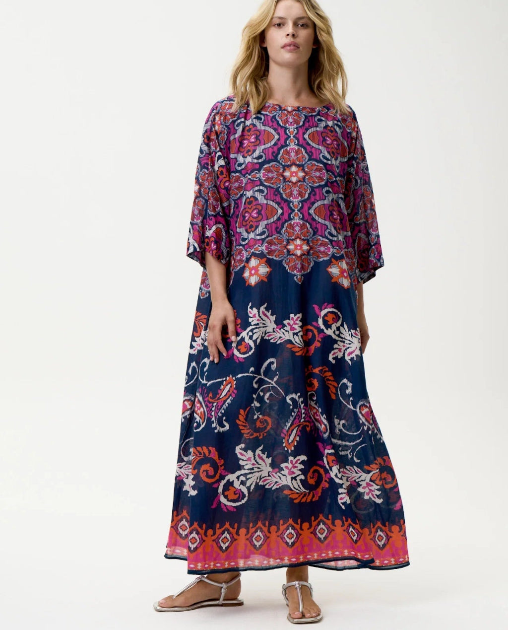 One Season | Jackie Dress | Isola Print | Navy Pink
