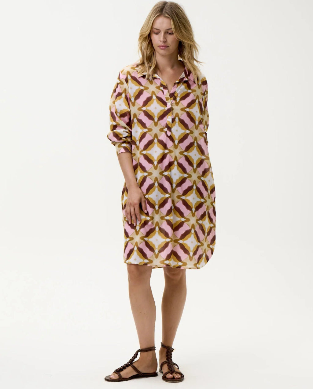 One Season | Middy Gilli Dress | Tobago Print | Pink Ikat