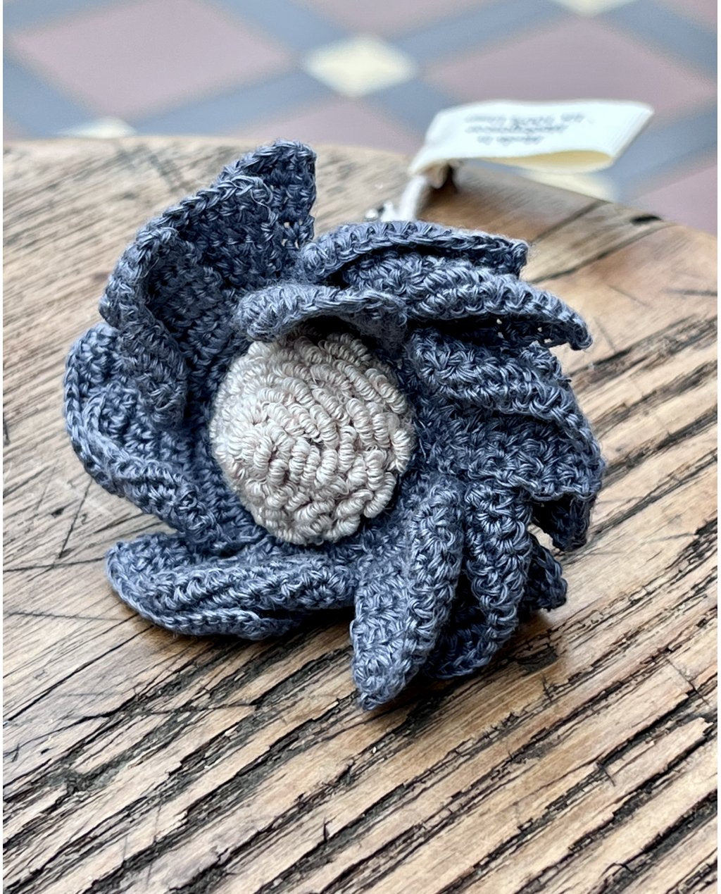 Sophie Digard | Hand-crafted Fabric Flower Brooch | Velvet and Linen | Blue