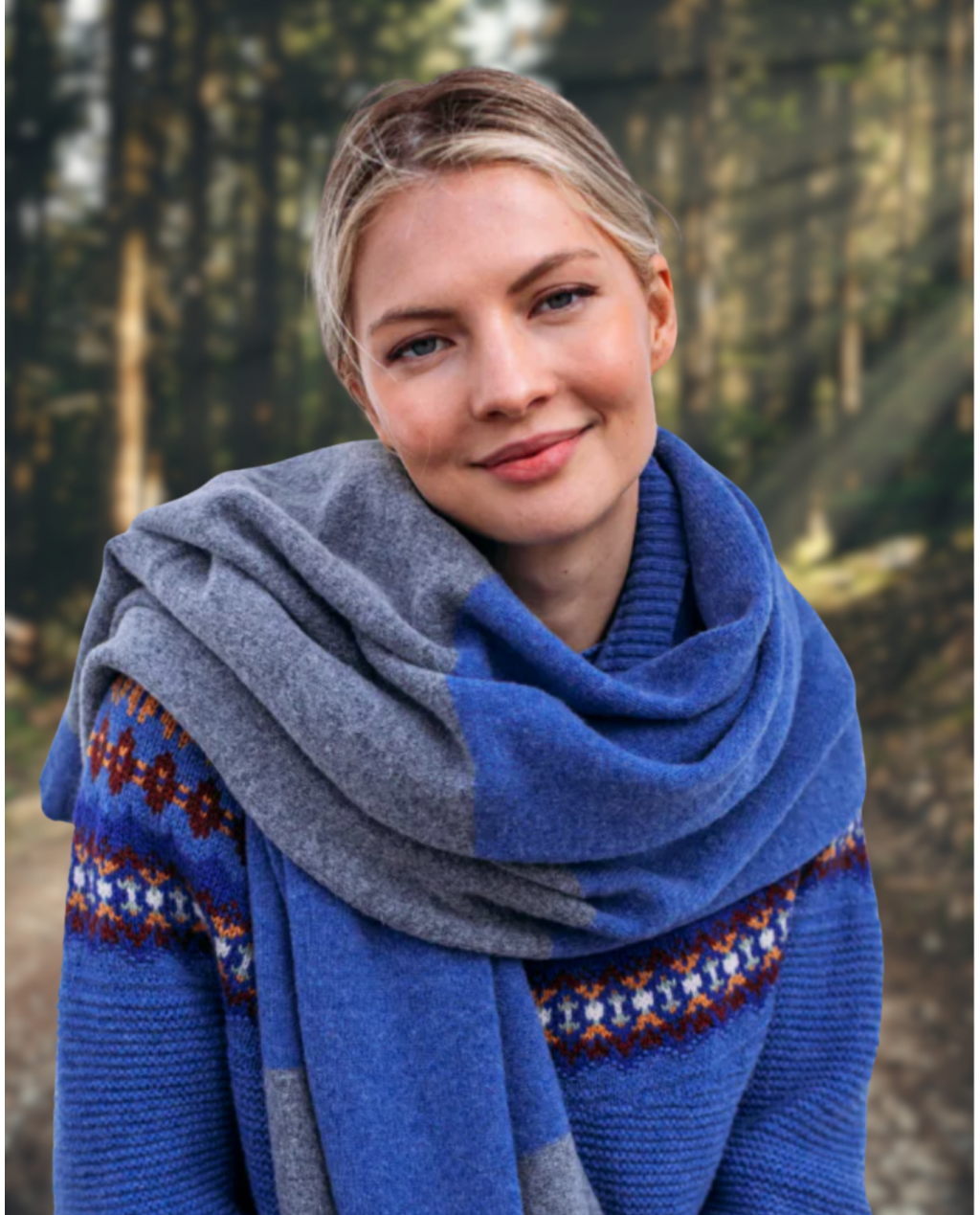 ERIBÉ | Bowden Colour Block Stole | Denim