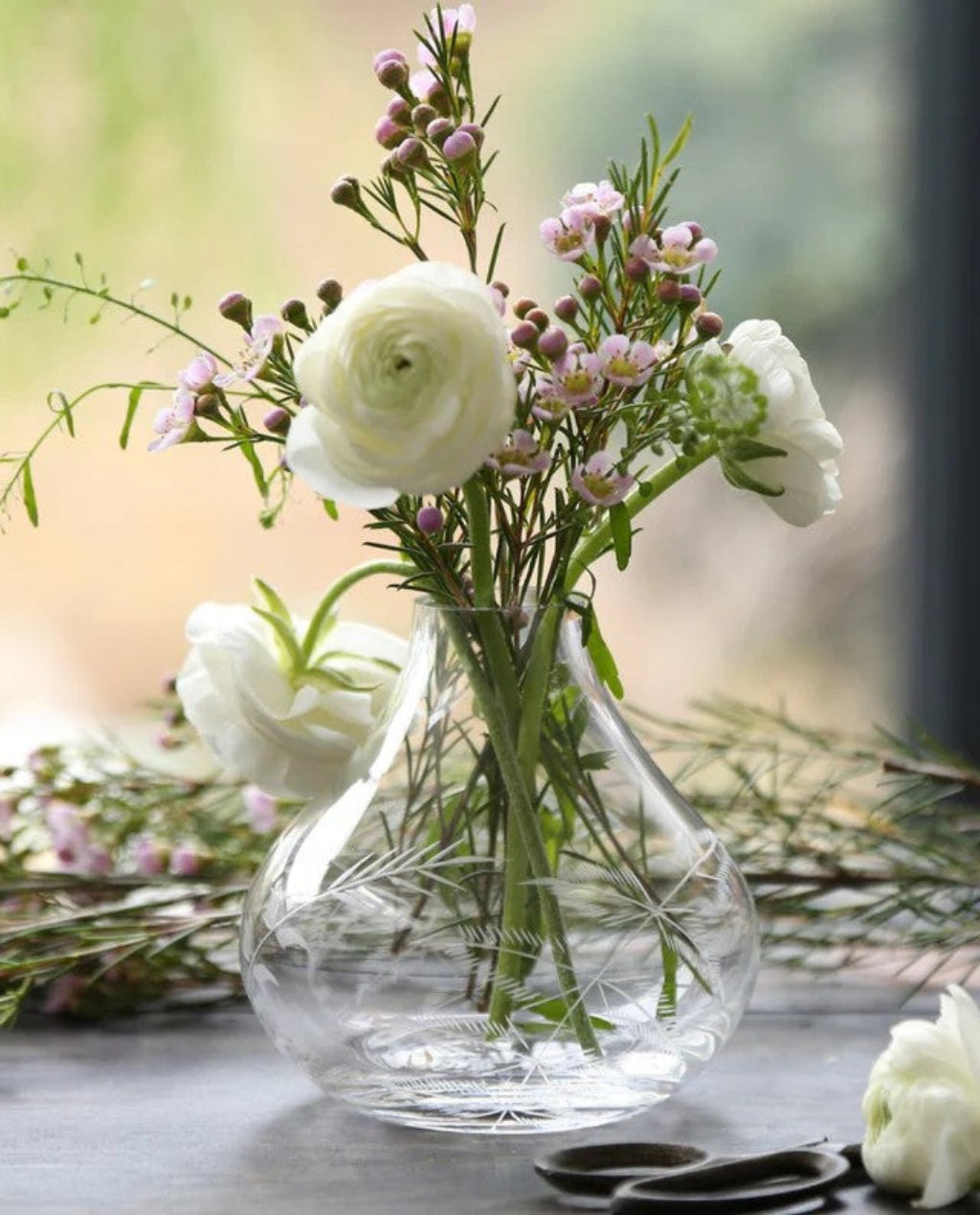 The Vintage List | Small Crystal Vase | Fern Design