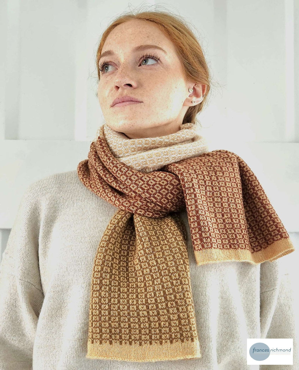 Frances Richmond | Merino-Silk-Cashmere Scarf | Brown Beige Tones