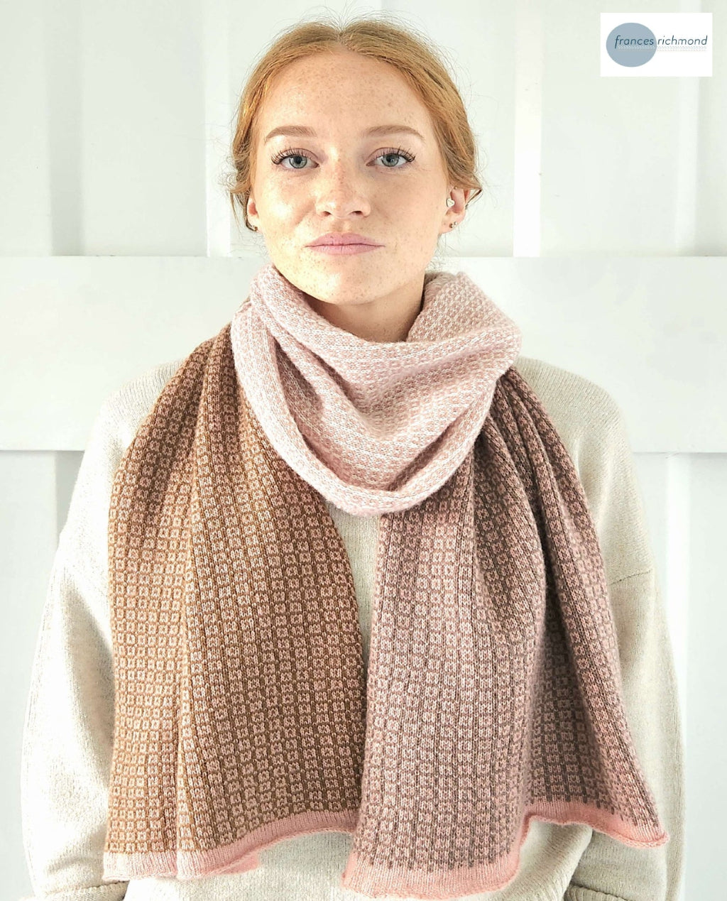 Frances Richmond | Merino-Silk-Cashmere Scarf | Pale Pink Mushroom Tones