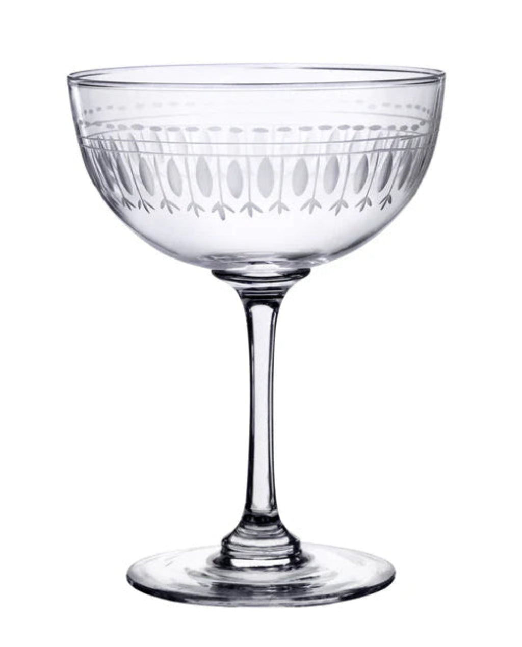 The Vintage List | Set of 6 Crystal Champagne Saucers | Ovals Design