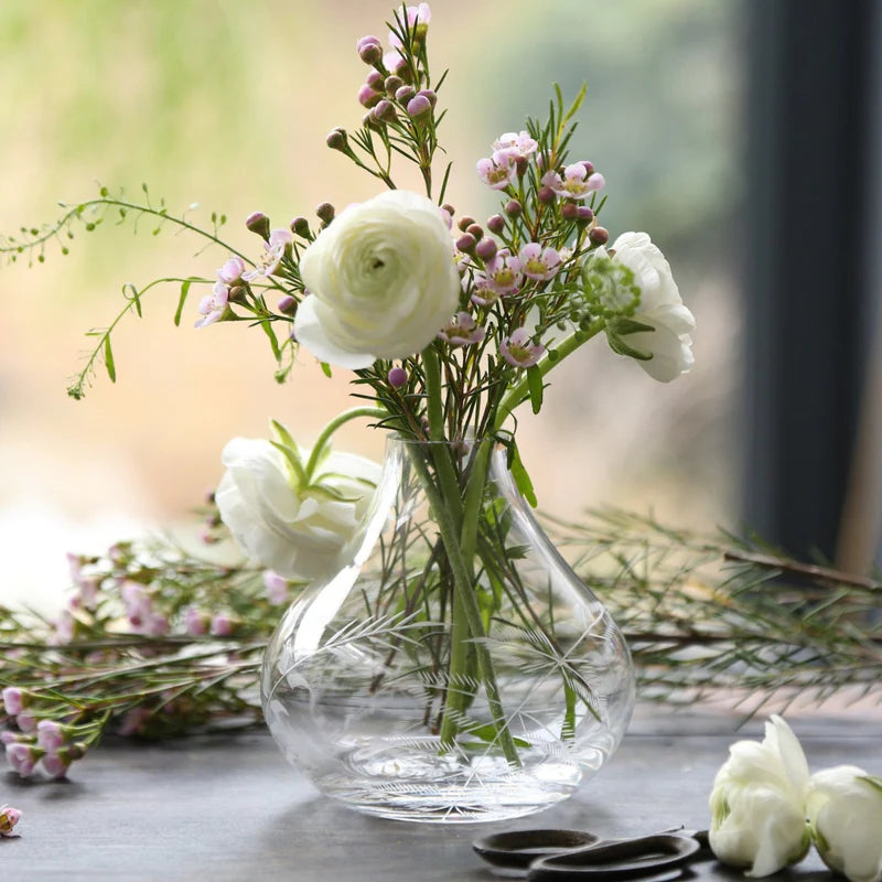 The Vintage List | Small Crystal Vase | Fern Design