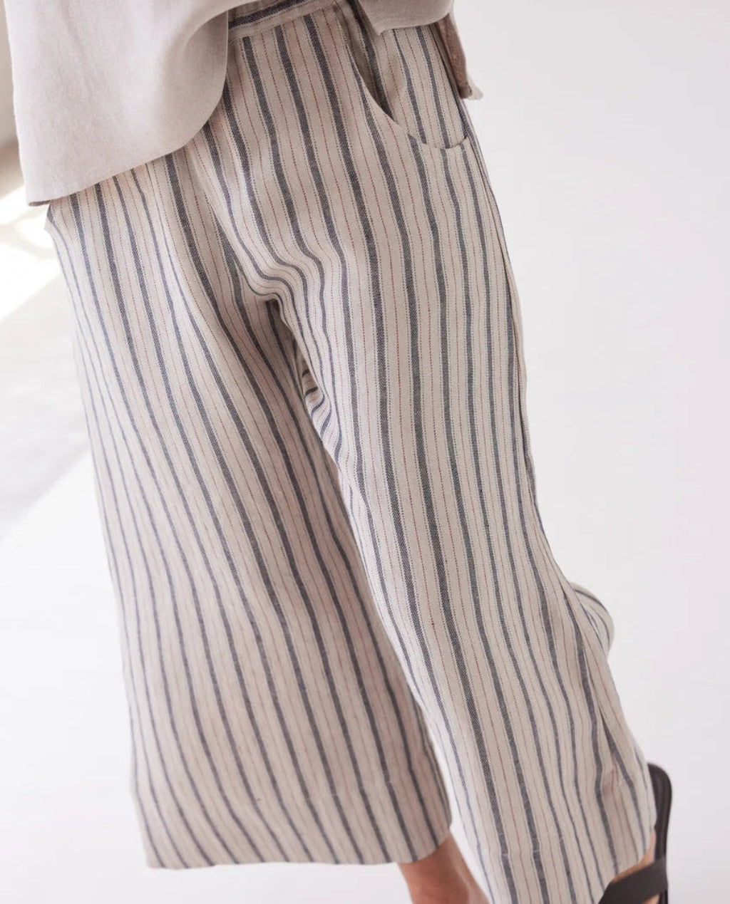 Eva's Sunday | Oliver Pant | Navy Linen Twill Stripe
