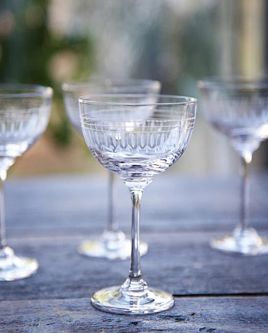 The Vintage List | Set of 6 Crystal Champagne Saucers | Ovals Design