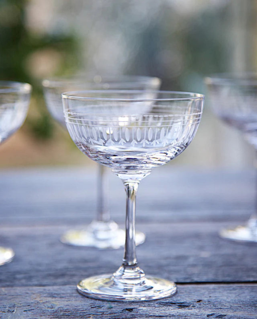The Vintage List | Set of 6 Crystal Champagne Saucers | Ovals Design