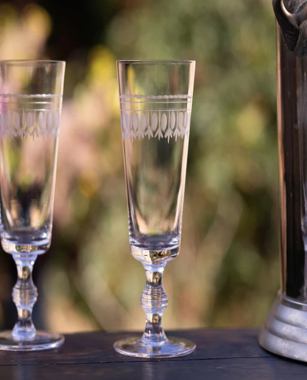 The Vintage List | Set of 4 Crystal Champagne Flutes | Ovals Design