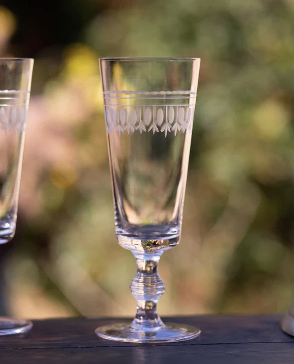 The Vintage List | Set of 4 Crystal Champagne Flutes | Ovals Design