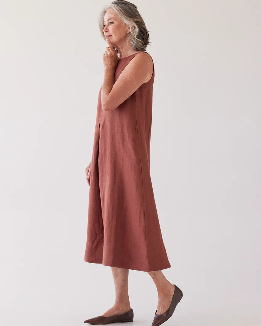 Eva's Sunday | Paloma Dress| Brick Linen Twill