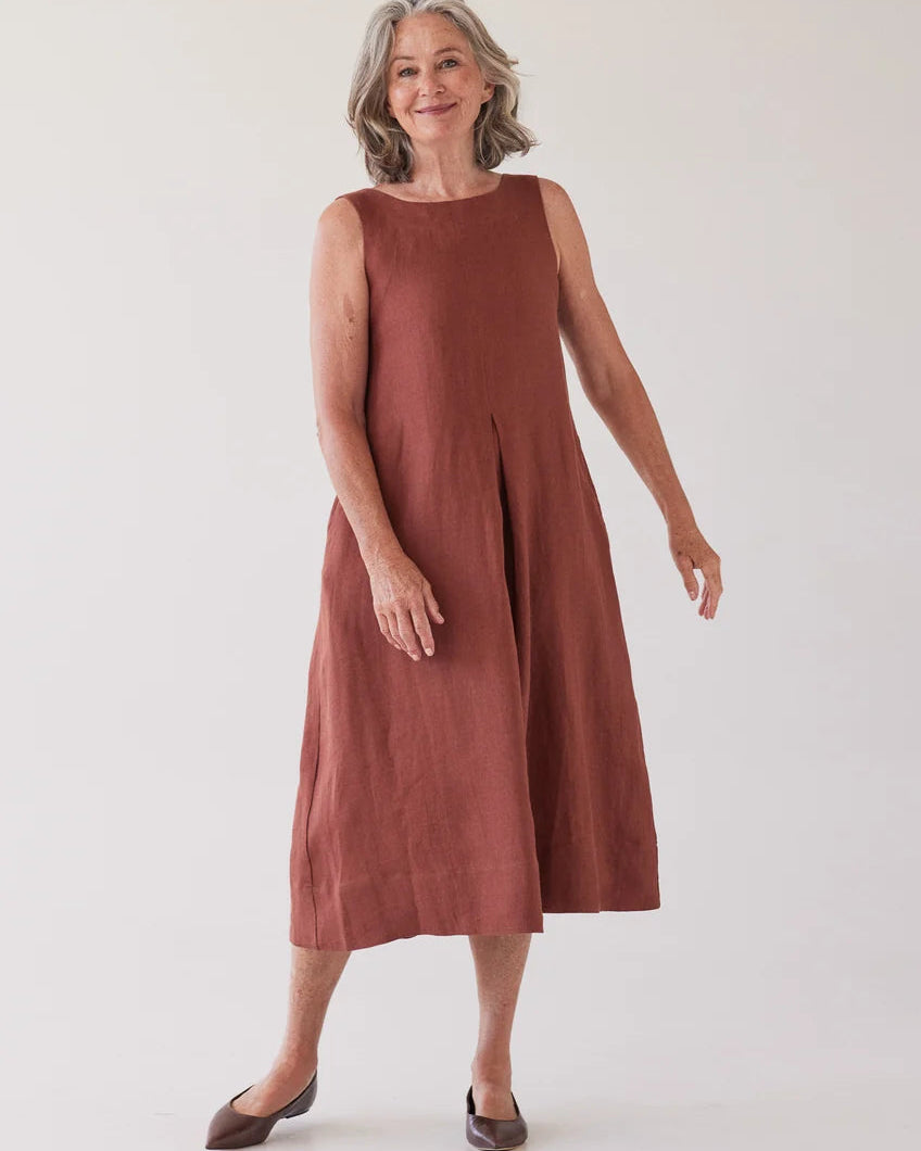 Eva's Sunday | Paloma Dress| Brick Linen Twill